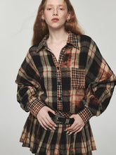 Tie-dye Plaid Shirt & Mini Skirt Set
